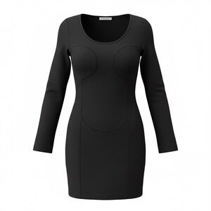 Sophomore Black Long Sleeve Dress Size S Bodycon Cocktail Evening Minimalist